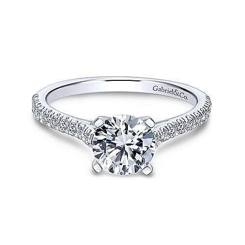 14K White Gold Round Diamond Engagement Ring