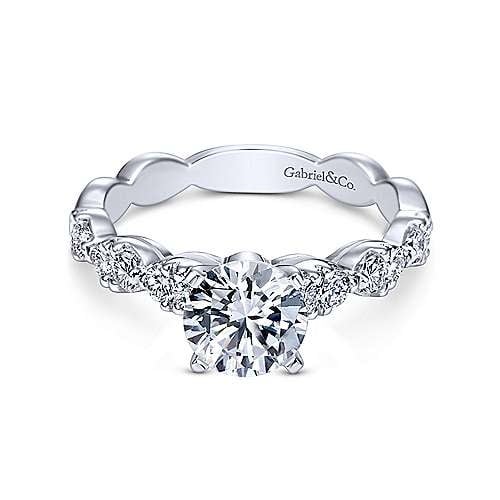 14K White Gold Round Diamond Engagement Ring