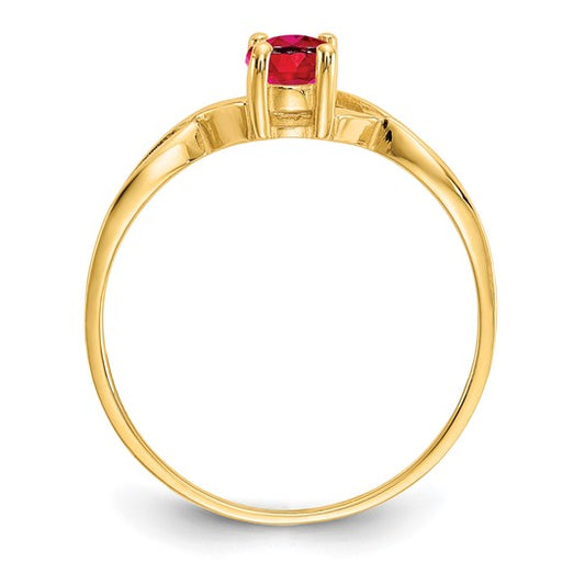 14K Yellow Gold Ruby Birthstone Ring