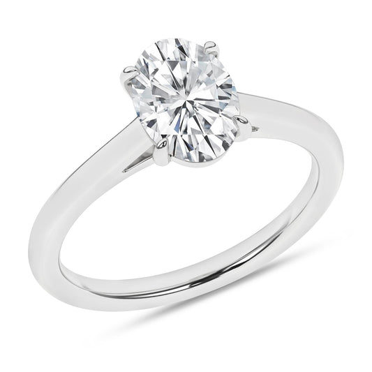 14K White Gold Lab Grown 1.58ct Oval Diamond Solitaire Engagement Ring