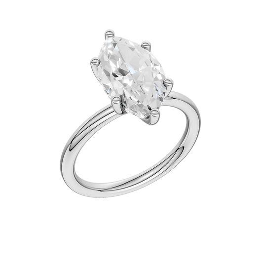 14K White Gold Lab Grown 2.64ctw Marquise Diamond Engagement Ring with Hidden Halo