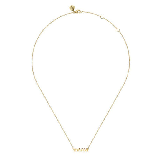 14K Yellow Gold MAMA Script Necklace