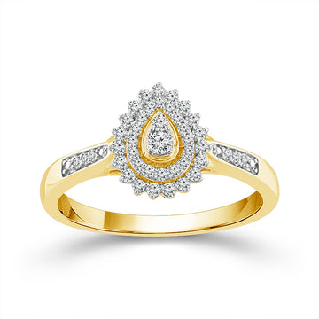 10K Yellow Gold Diamond Teardrop Cluster Ring