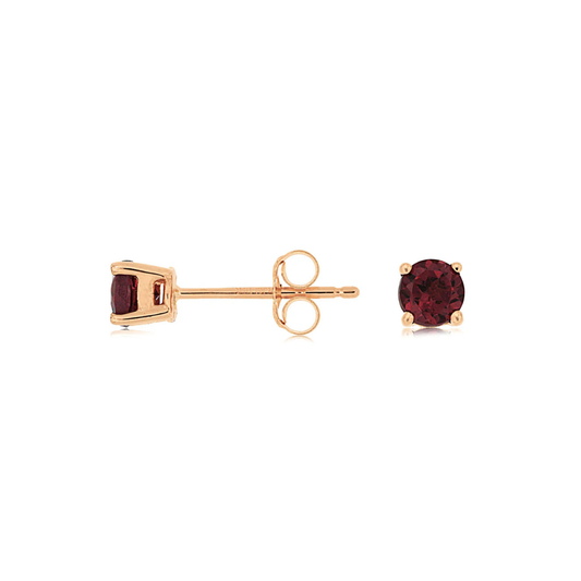 14K Rose Gold Rhodolite Stud Earrings