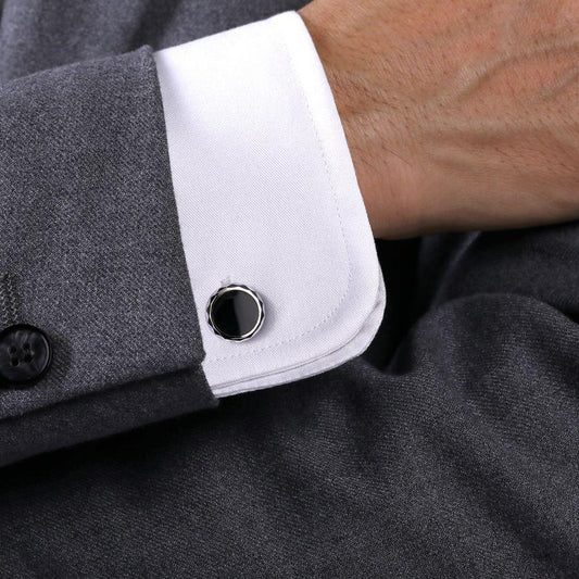 925 Sterling Silver Cufflinks with Black Enamel