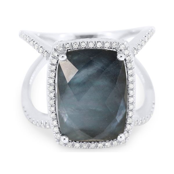 White Gold Moonstone and Diamond Ring