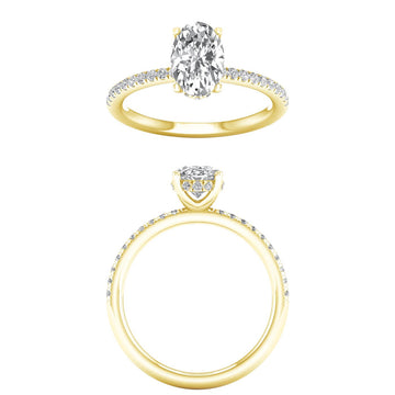 14K Gold Lab Grown 2.81ctw Oval Diamond Hidden Halo Engagement Ring