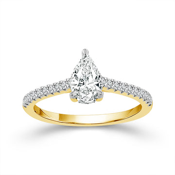14K Yellow Gold Pear Diamond Engagement Ring