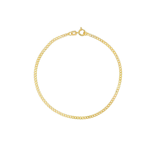 14K Yellow Gold 1.95mm Open Curb Chain Bracelet