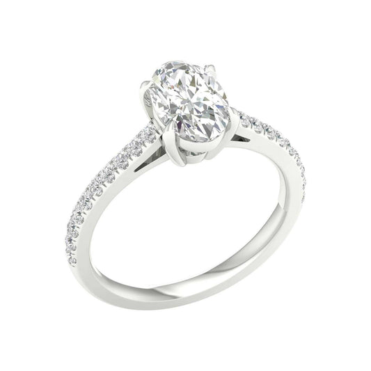 14K White Gold Lab Grown Oval Diamond Engagement Ring