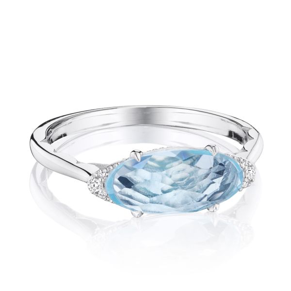 Solitaire Oval Gem Ring with Sky Blue Topaz