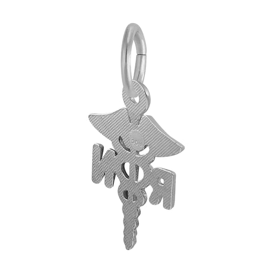 Sterling Silver RN Caduceus Charm
