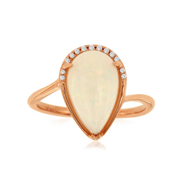 14K Rose Gold Opal and Diamond Ring