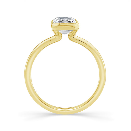 14K Yellow Gold Lab Grown 2.00CT Emerald Diamond Solitaire Skyset Ring