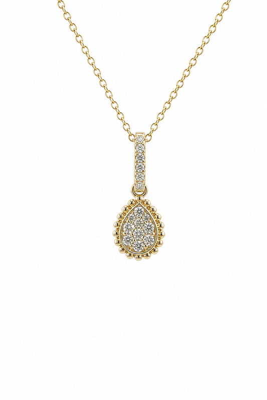 14K Yellow Gold Pear Cluster Station Necklace