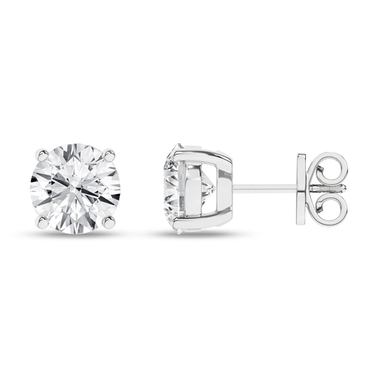 14K White Gold Lab Grown 3.00ctw Round Diamond Stud Earrings