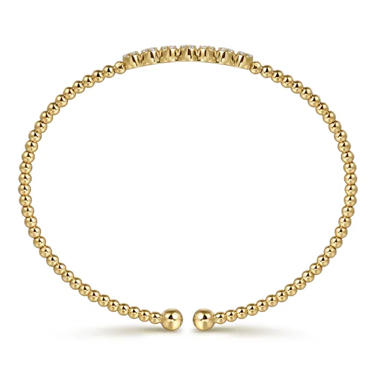 14K Yellow Gold Bujukan Bead and Cluster Diamond Bangle