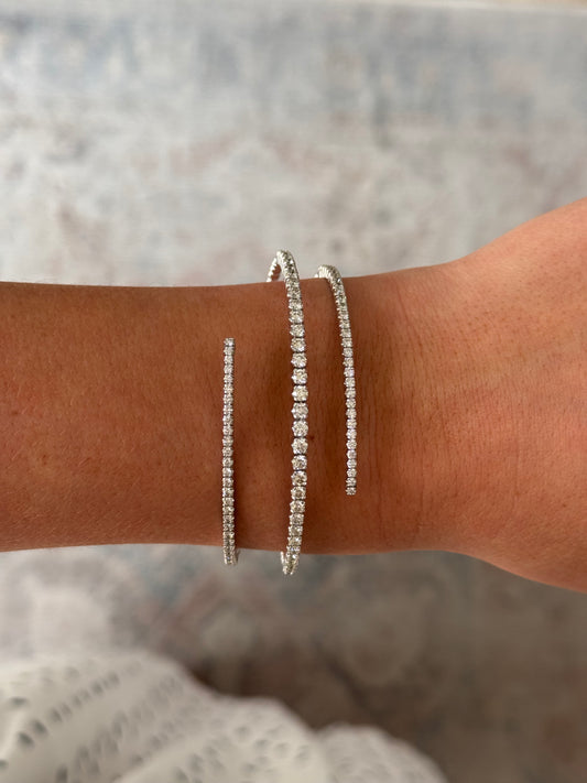14K White Gold Flexible Diamond Wrap Bracelet