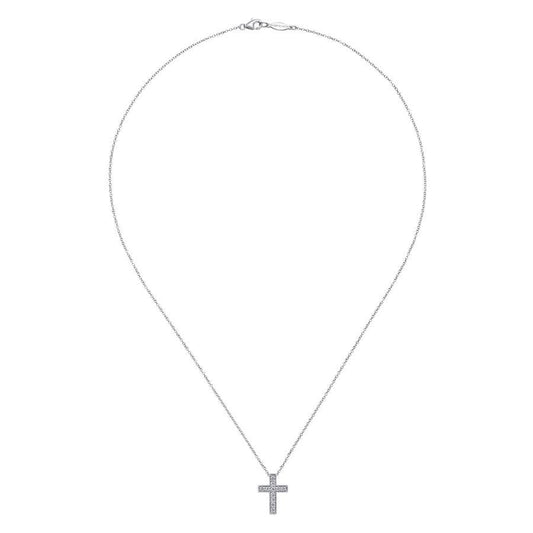 14K White Gold .25ctw Diamond Cross Necklace