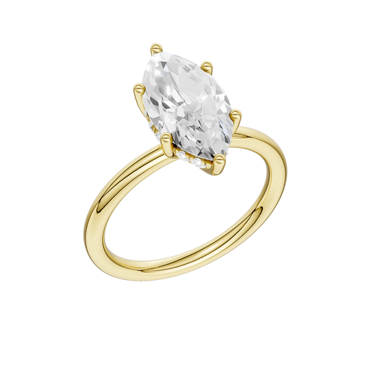 14K Yellow Gold Lab Grown 2.12CTW Marquise Engagement Ring with Hidden Halo