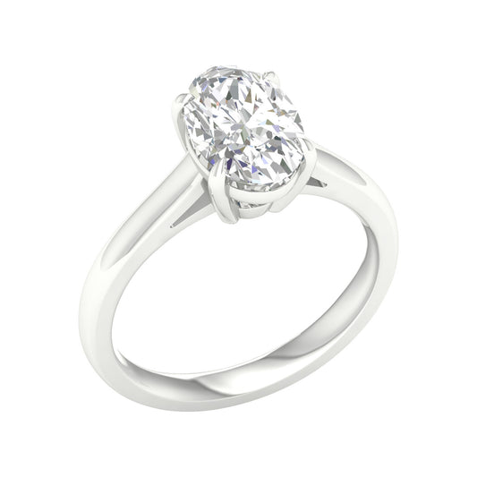 14K White Gold Lab Grown 2ct Oval Diamond Engagement Ring