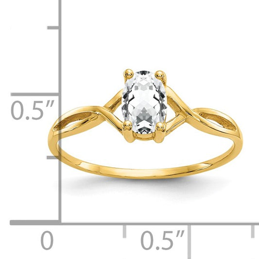 14K Yellow Gold White Topaz Birthstone Ring