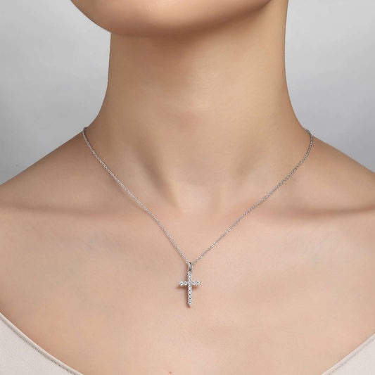 Sterling Silver Diamond Cross Necklace