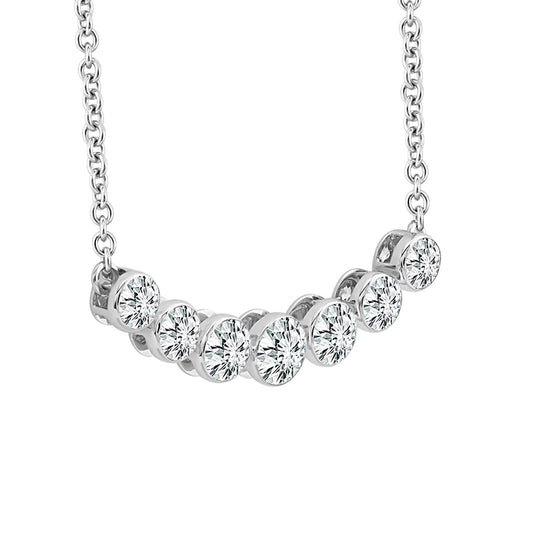 14K White Gold 1ctw Lab Grown Curved Diamond Bar SkySet Necklace