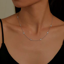 Sterling Silver Simulated Diamond By-the-Yard Station Necklace