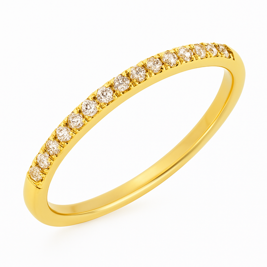 14K Yellow Gold .19ctw Pavé Diamond Stackable Ring