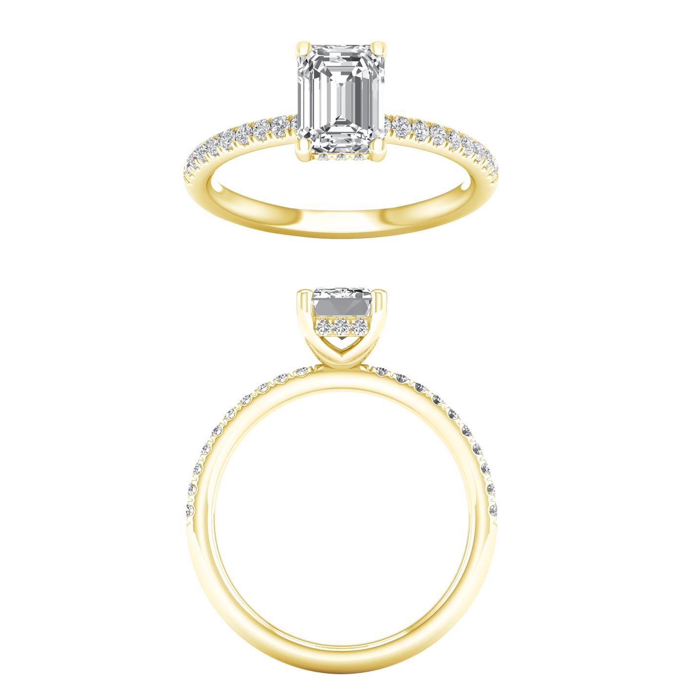 14K Yellow Gold Lab Grown 3.25ctw Emerald Diamond Engagement Ring