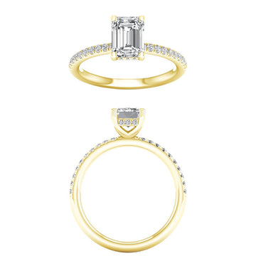 14K Yellow Gold Lab Grown 3.25ctw Emerald Diamond Engagement Ring