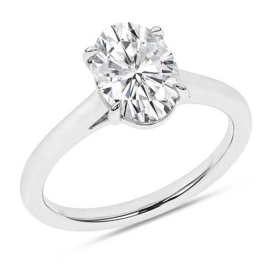 14K White Gold Lab Grown Solitaire Oval Diamond Engagement Ring