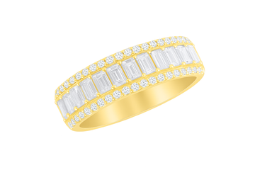 14K Yellow Gold 1.46ctw Baguette & Pavé Diamond Band