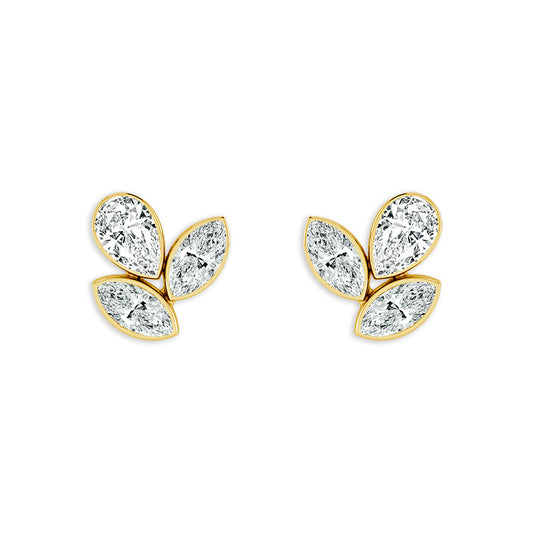 14K Yellow Gold Lab Grown 5/8CTW Marquise and Pear Diamond Skyset Studs