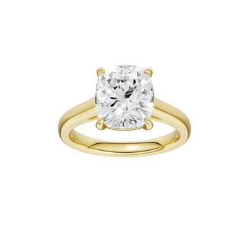 14K Yellow Gold Lab Grown 3.09ct Elongated Cushion Diamond Solitaire Engagement Ring