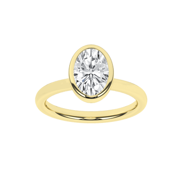 14K Yellow Gold Lab Grown Oval Bezel Set Engagement Ring