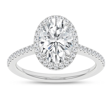 14K White Gold Lab Grown Oval Diamond Halo Engagement Ring