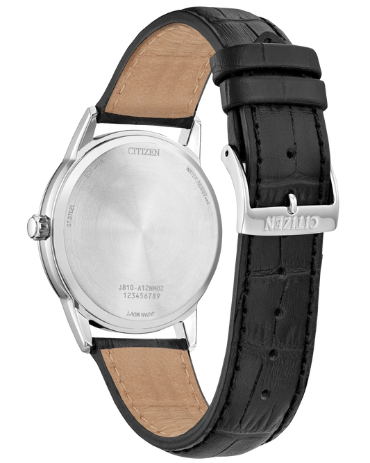 Citizen Gents Classic Blue Dial Black Leather Strap Eco-Drive Watch