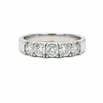 14K White Gold 1.19ctw Five Stone Diamond Band