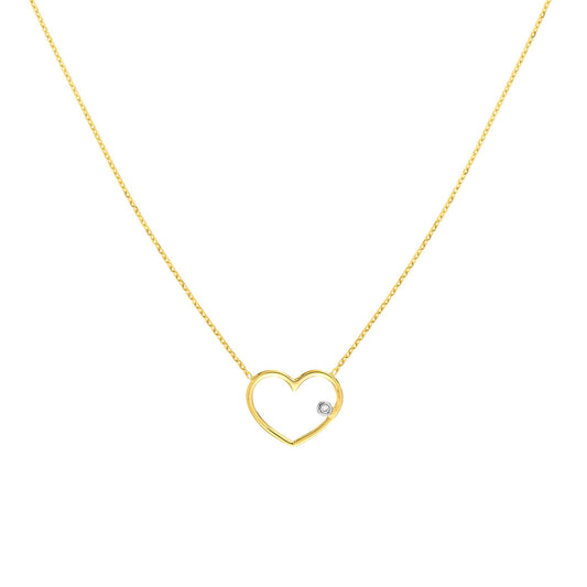 Two-tone Open Wire Heart Necklace with Diamond