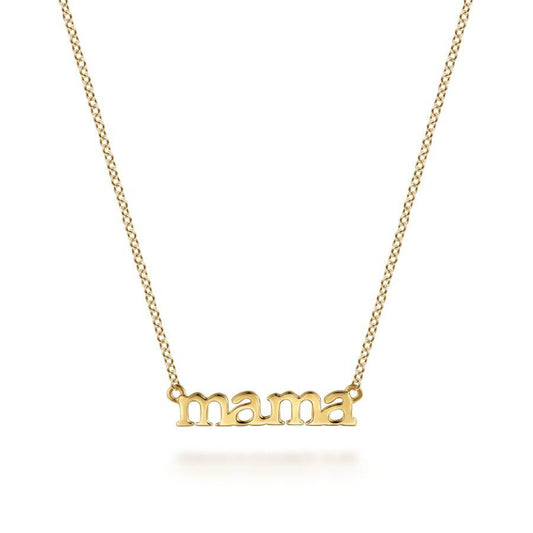 14K Yellow Gold MAMA Script Necklace