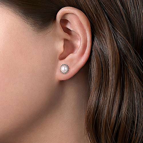 Sterling Silver Cultured Pearl Stud Earrings