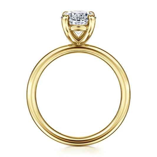 14K Yellow Gold Oval Solitaire Diamond Engagement Ring