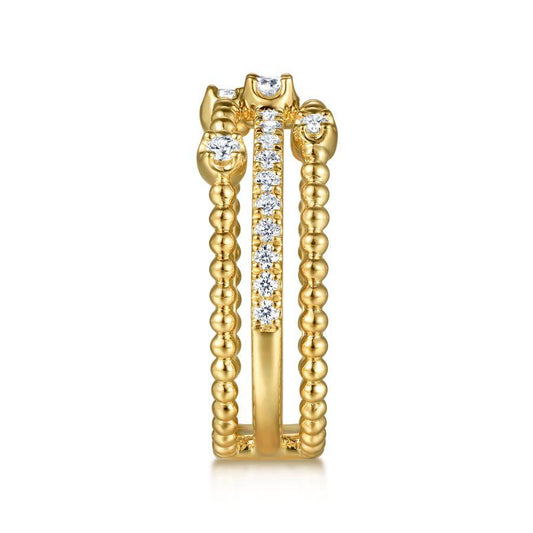 14K Yellow Gold Diamond Stackable Bujukan Ladies Ring