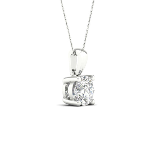 14K White Gold 2ct Lab Grown Round Diamond Solitaire Necklace