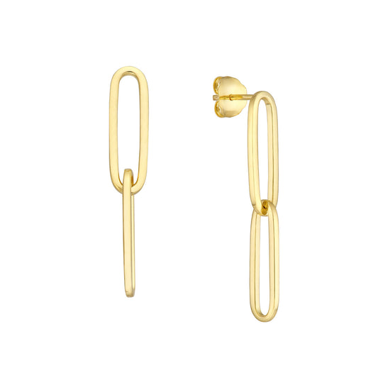 Yellow Gold Paper Clip Earrings