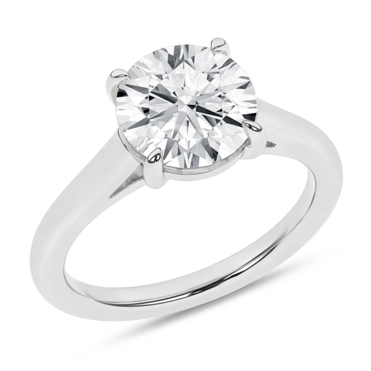 14K White Gold Lab Grown 3.07ct Round Diamond Solitaire Engagement Ring