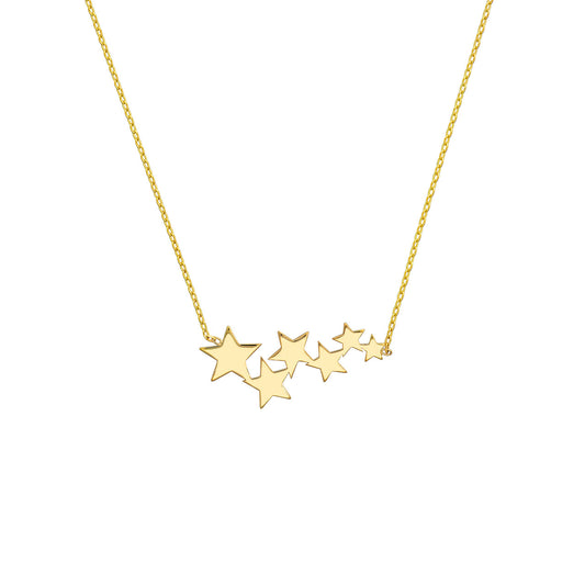 14K Yellow Gold Graduating Stars Adjustable Necklace