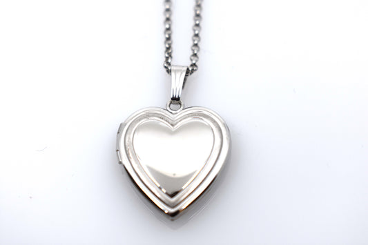 Sterling Silver Plain Heart Locket on Chain